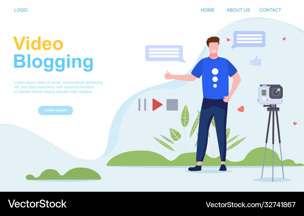 Vlogging or video blogging concept Vlogging or video blogging concept vector image