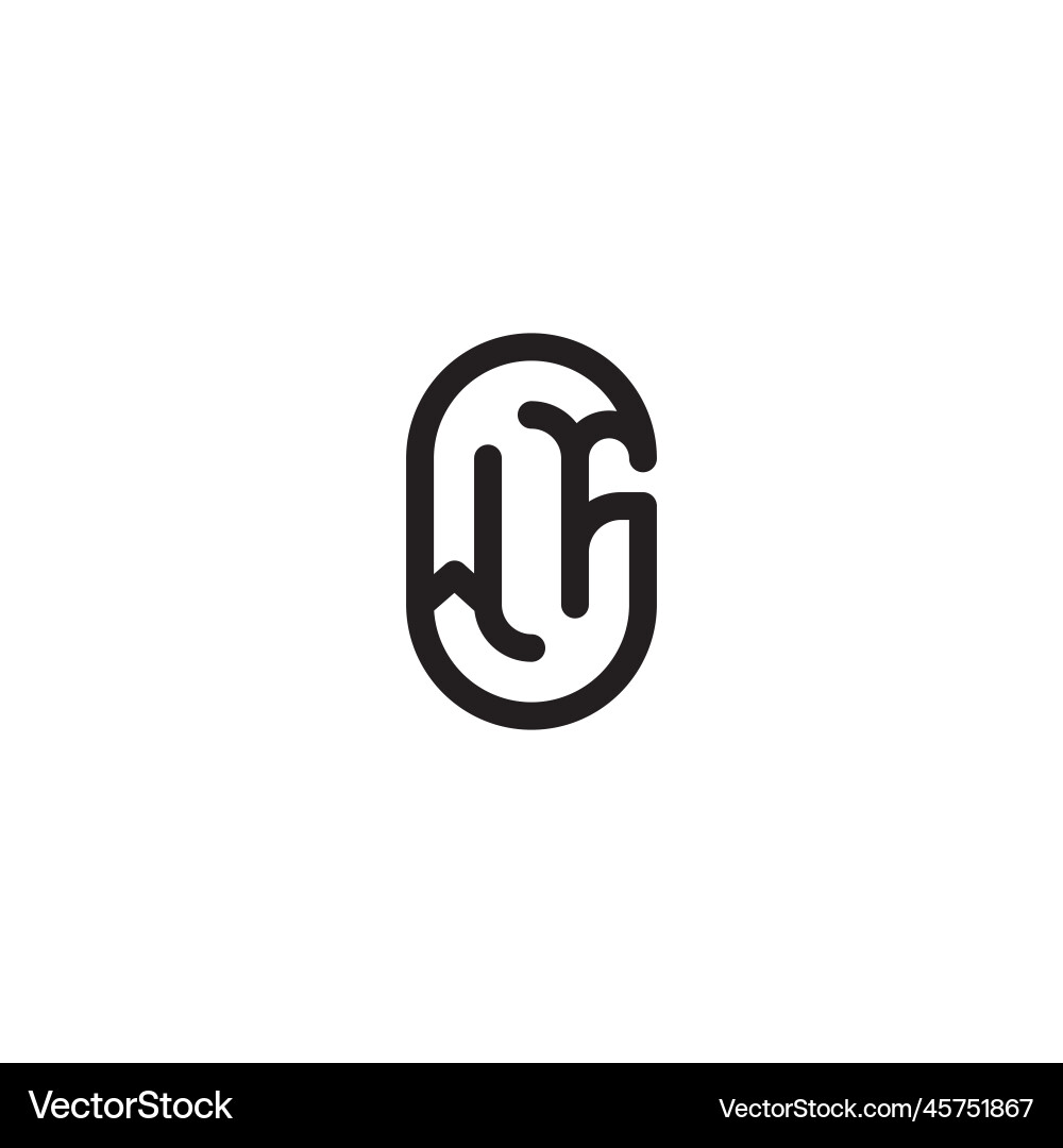 Wf line simple round initial concept with high Wf line simple round initial concept with high Vector Image