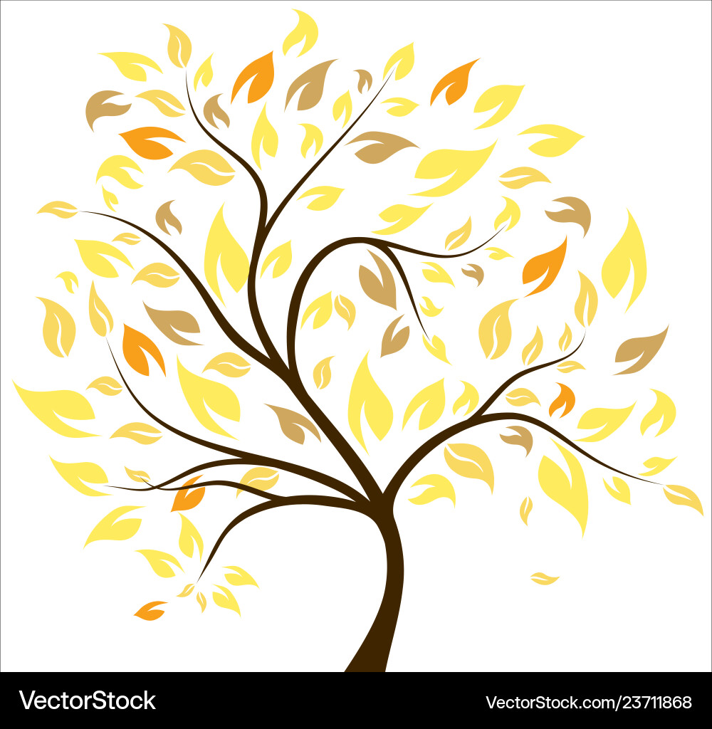 Autumn Tree with Falling Leaves Royalty Free Vector Image
