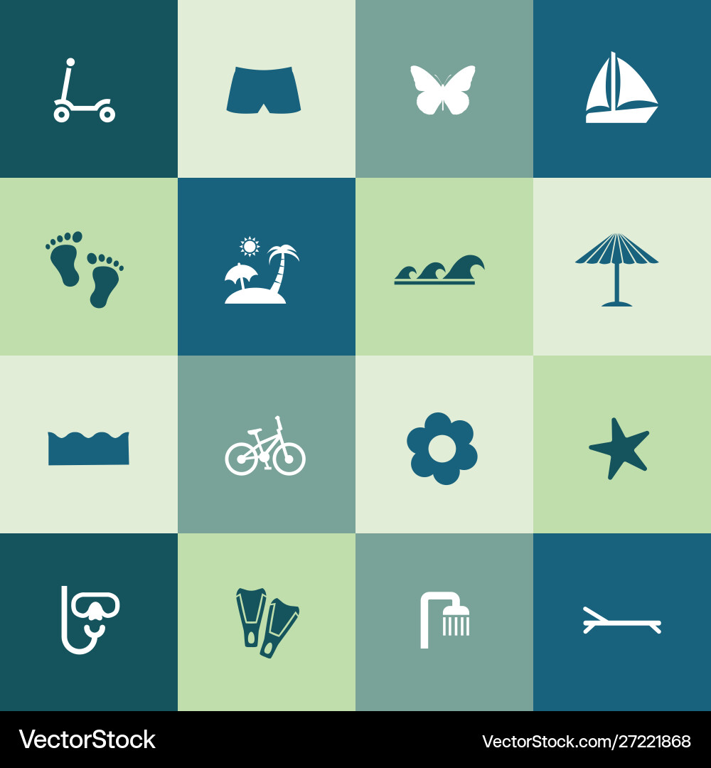 Beach icons universal set for web and ui vector image