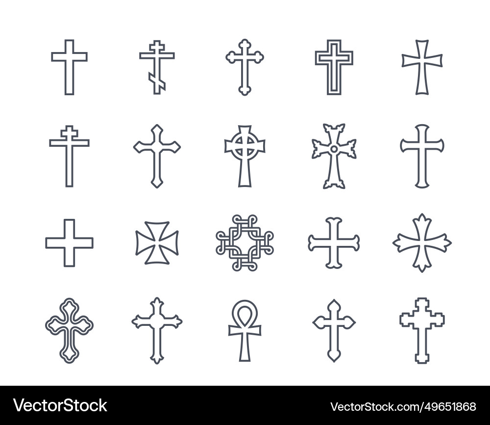 Cross linear icons set Cross linear icons set vector image