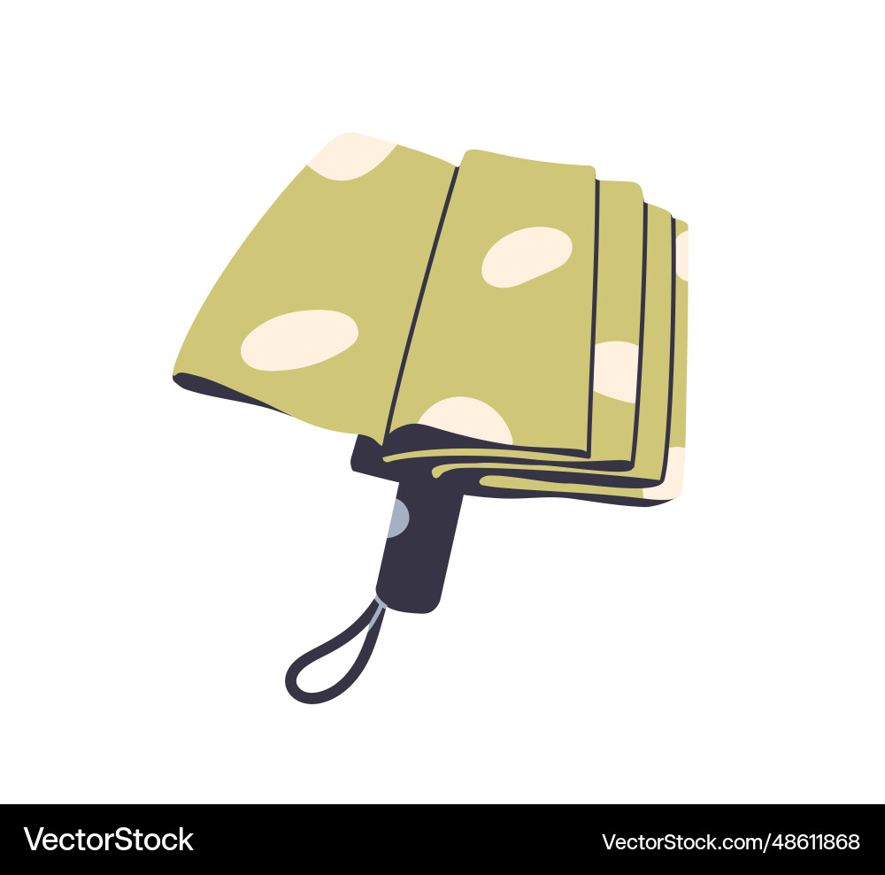 Folded closed compact umbrella with handle loop Folded closed compact umbrella with handle loop Vector Image
