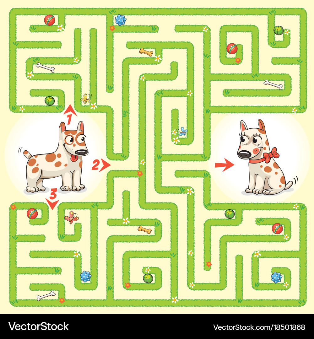 Help the character to find a way out of maze vector image
