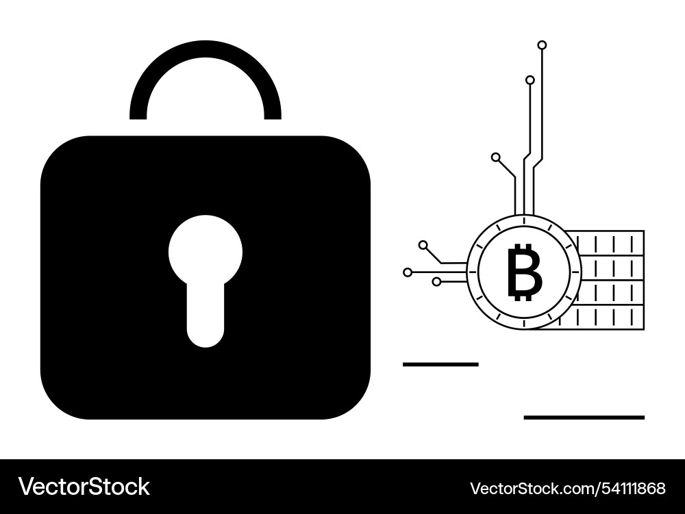 Secure bitcoin technology concept with lock Vector Image