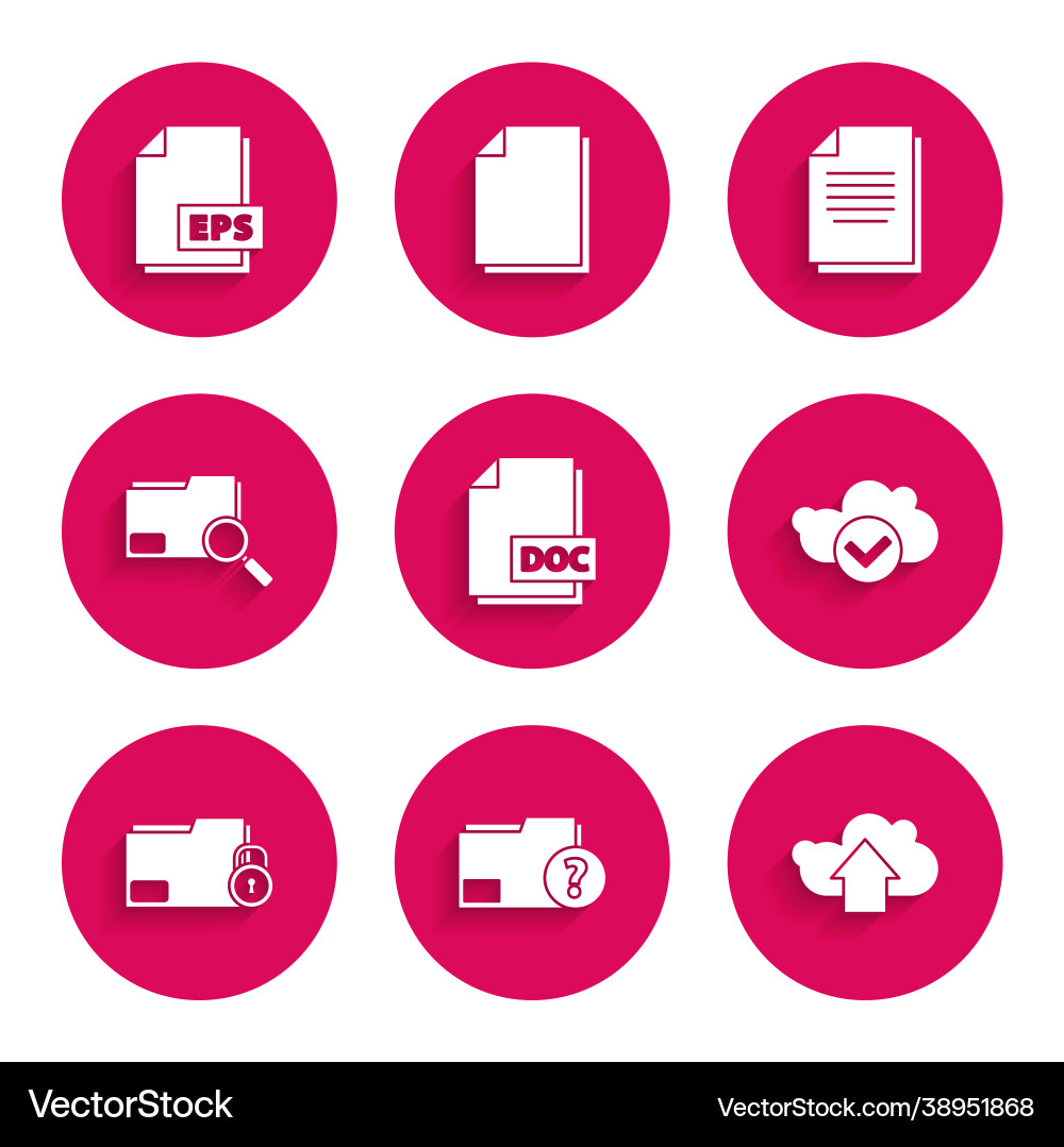 Set doc file document unknown folder cloud Set doc file document unknown folder cloud vector image