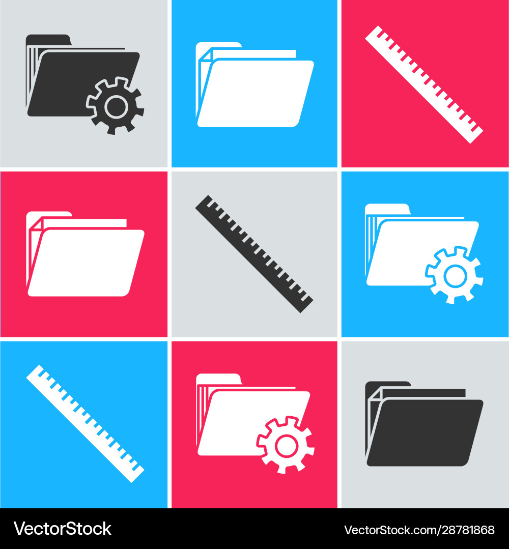 Set folder settings with gears document Set folder settings with gears document Vector Image