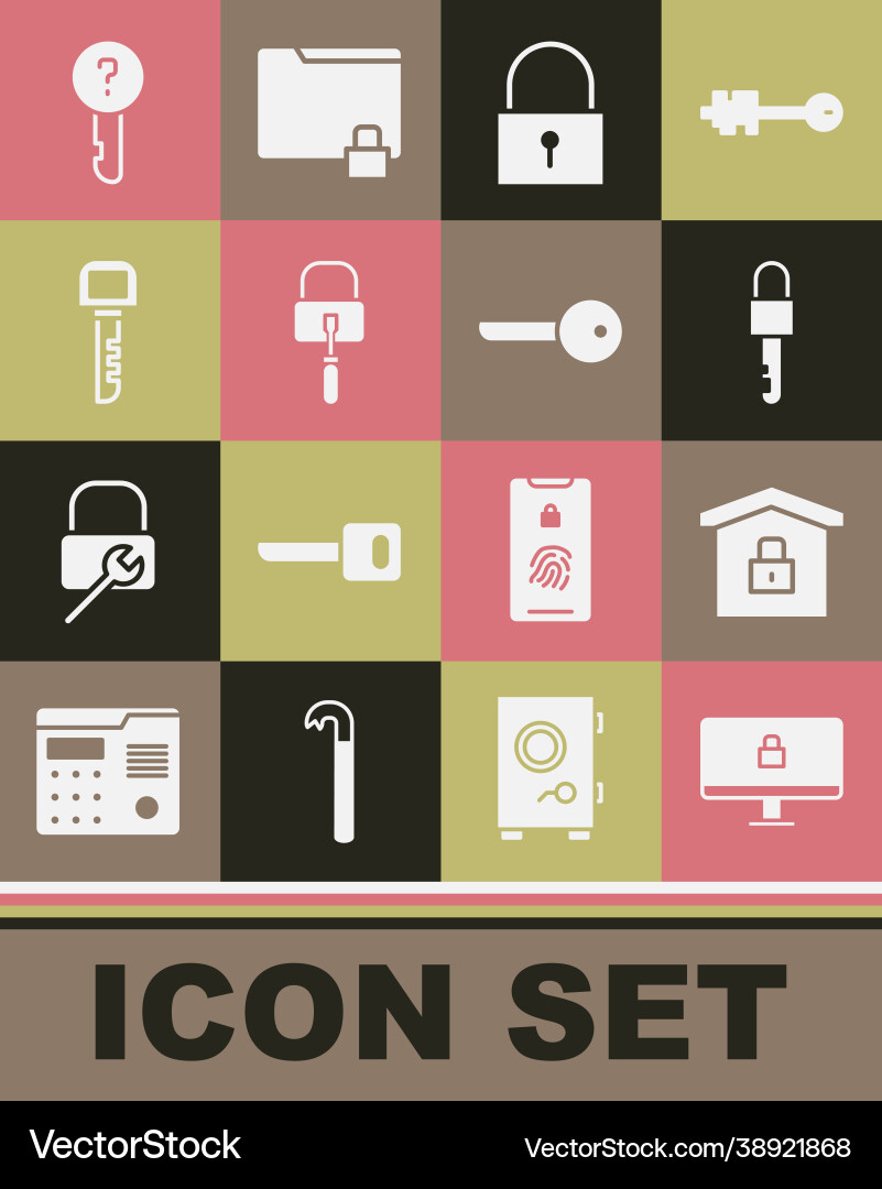 Set lock on computer monitor house under Set lock on computer monitor house under vector image