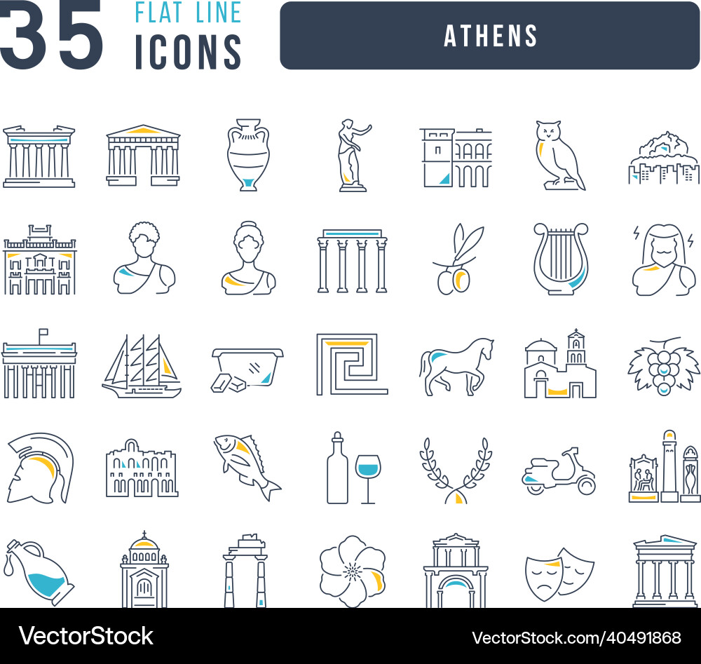 Set of linear icons athens Set of linear icons athens Vector Image