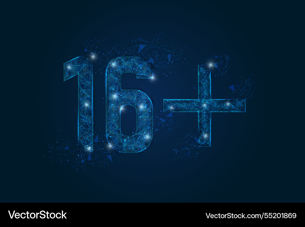 Abstract isolated blue image of 16 plus only Vector Image