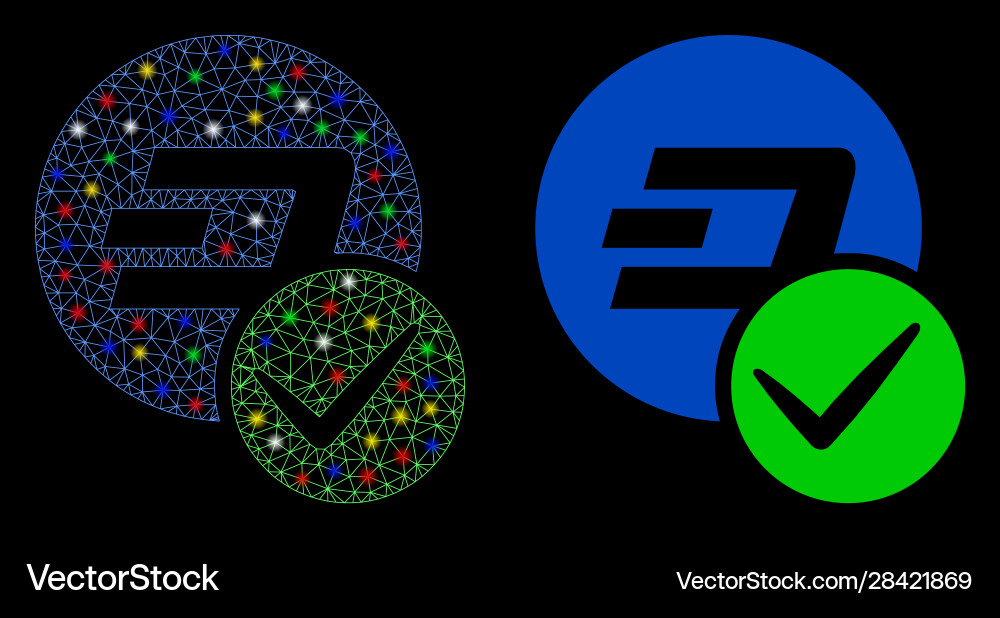 Bright mesh network valid dashcoin icon with flash Bright mesh network valid dashcoin icon with flash vector image