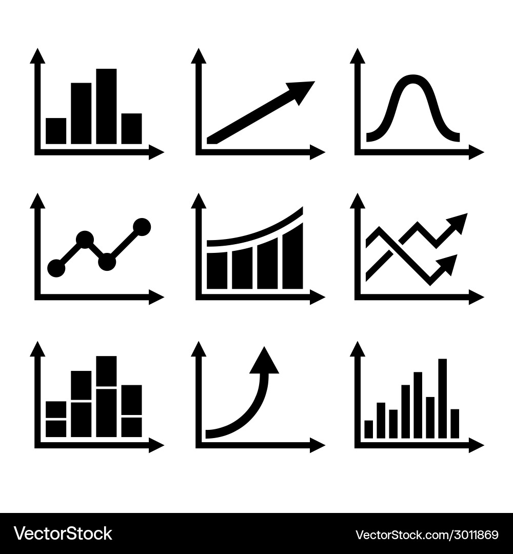 Business Graph Icons - Data & Charts Vector Image