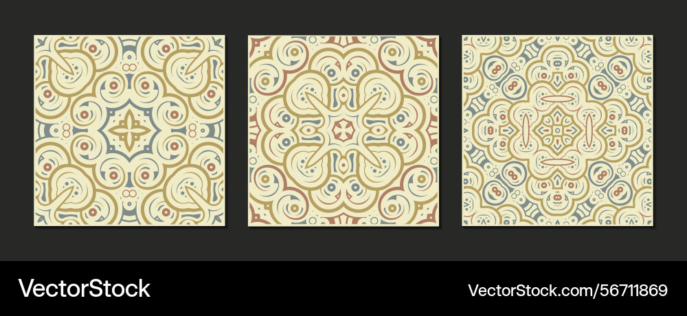 Collection of three abstract geometric patterns Vector Image