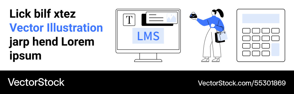 Digital learning platform interface with computer vector image