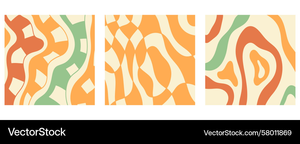 Distorted wavy retro patterns background set Distorted wavy retro patterns background set Vector Image