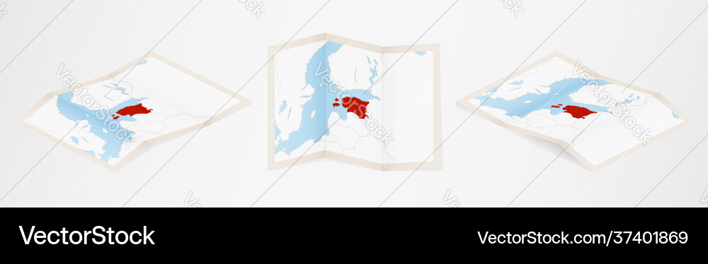 Folded map estonia in three different versions Folded map estonia in three different versions Vector Image