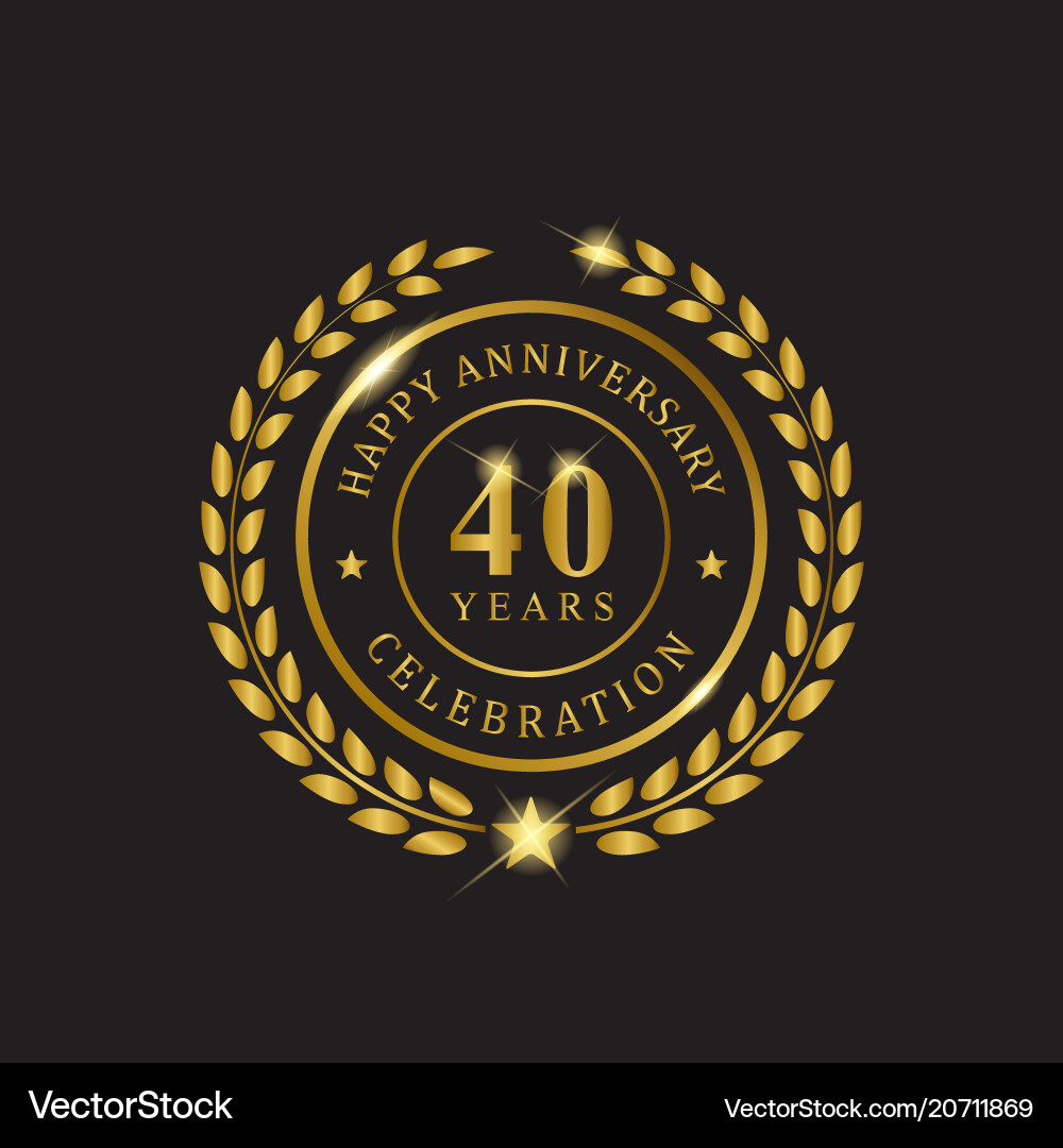Gold wreath anniversary forty years celebration Gold wreath anniversary forty years celebration vector image