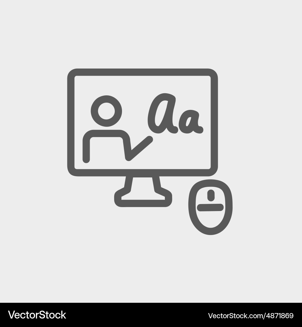 Laptop and mouse in online tutorial thin line icon Vector Image