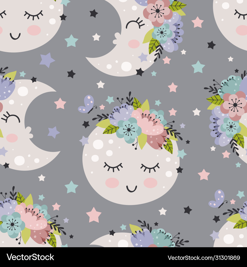 Moonlit Dream Seamless Pattern vector image