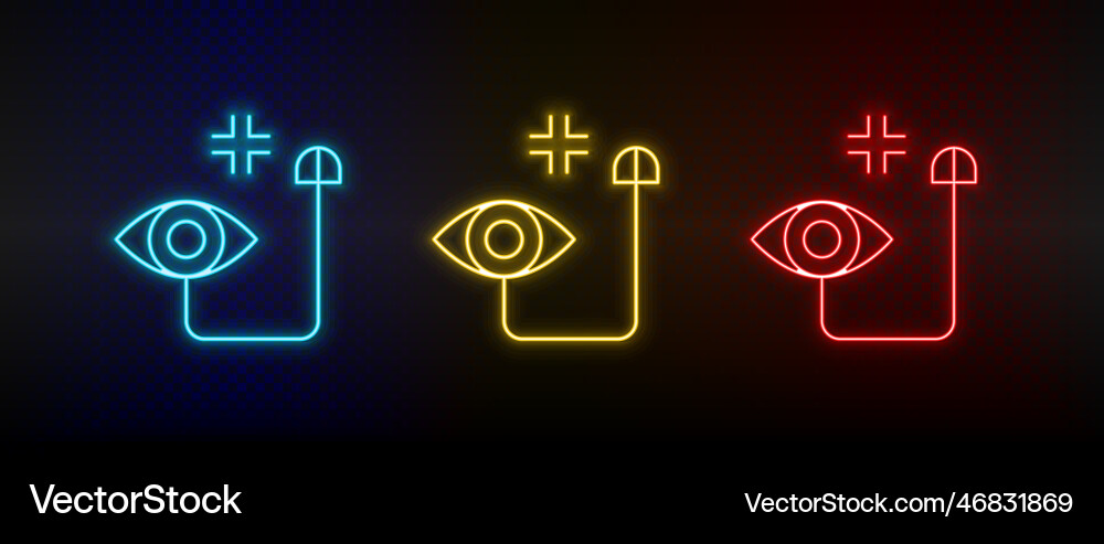 Neon icons click internet tech smart set of red Neon icons click internet tech smart set of red vector image