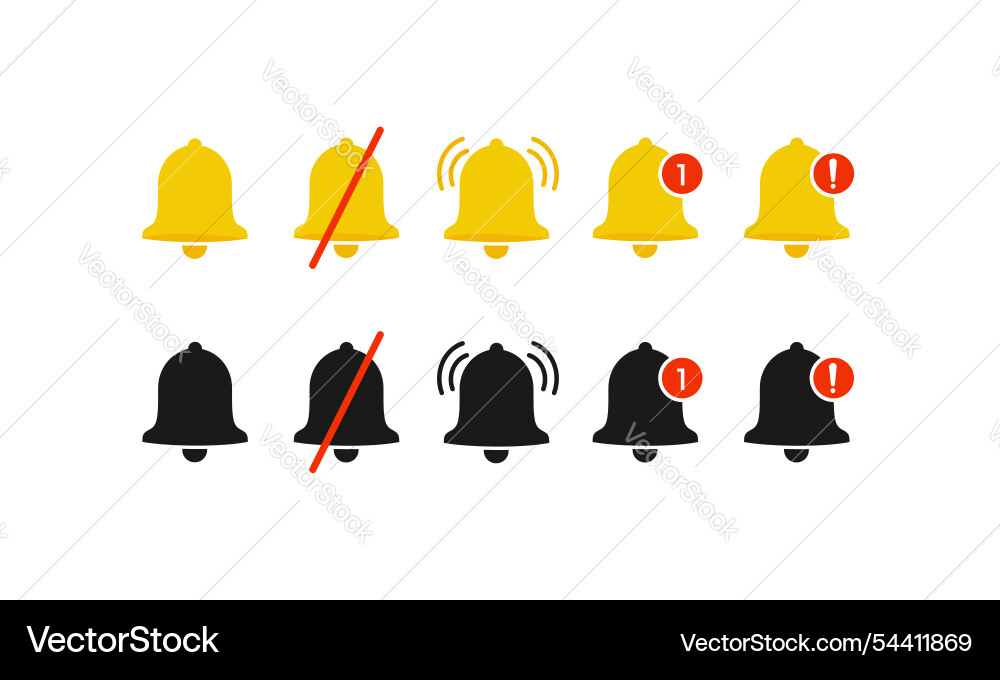 Notification bell icons incoming inbox message vector image