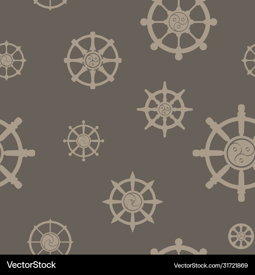 Seamless pattern with dharmachakra vector image