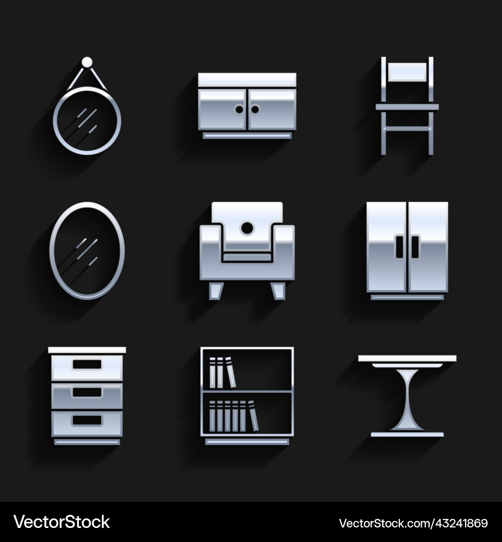 Set armchair library bookshelf round table Vector Image