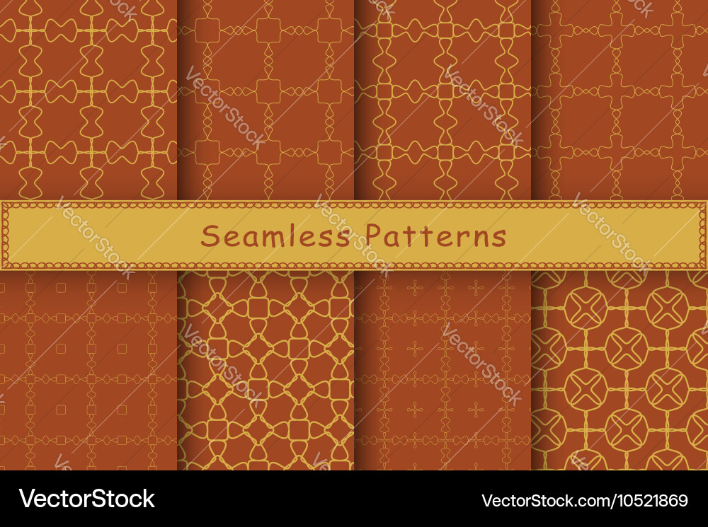 Set of 8 seamless patterns in ethnic style Vector Image