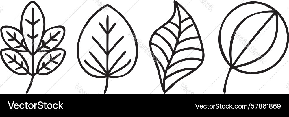 Set of tree leaves outline icons with distinct Vector Image