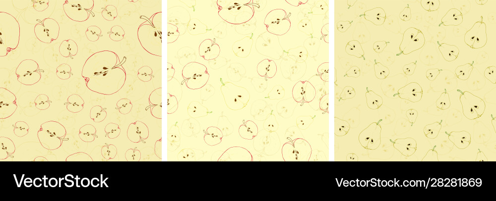 Set seamless pattern with fruit slices apples Set seamless pattern with fruit slices apples vector image