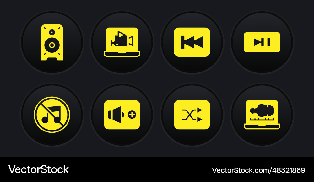 Set speaker mute pause button volume arrow Set speaker mute pause button volume arrow Vector Image