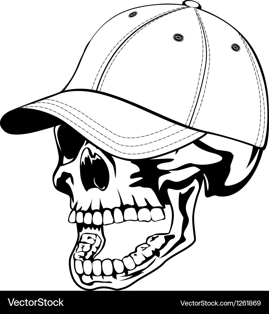 Skull in Baseball Cap vector image
