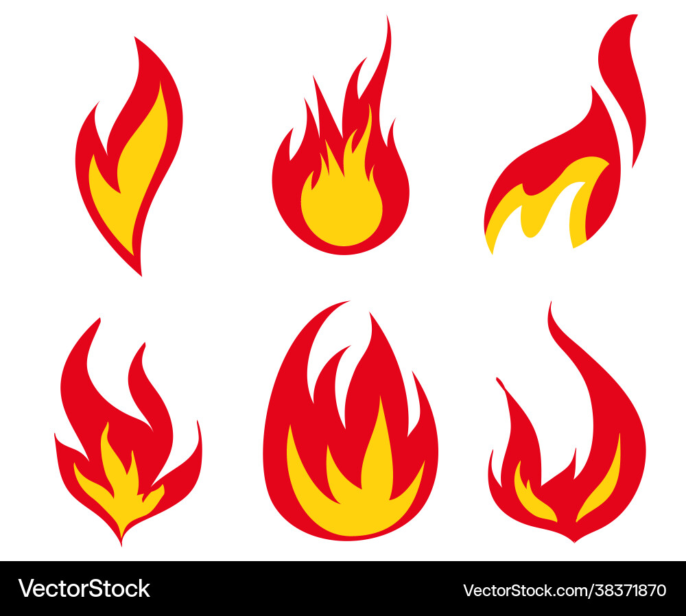 Abstract fire torch collection design flaming Vector Image