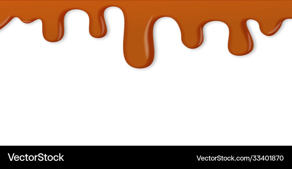 Caramel drips chocolate toffee melt flows Caramel drips chocolate toffee melt flows vector image