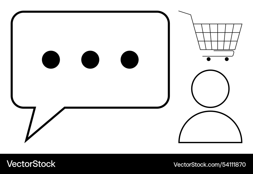 Chat bubble with user and shopping cart symbol Vector Image
