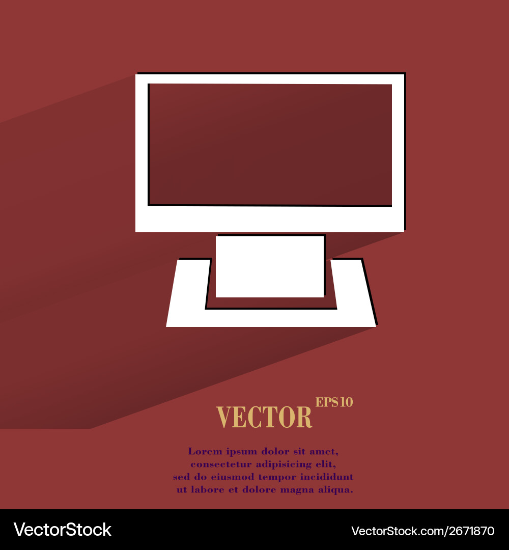 Computer flat modern web button with long shadow Vector Image