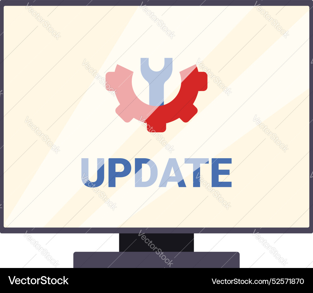 Computer monitor displaying software update Computer monitor displaying software update vector image