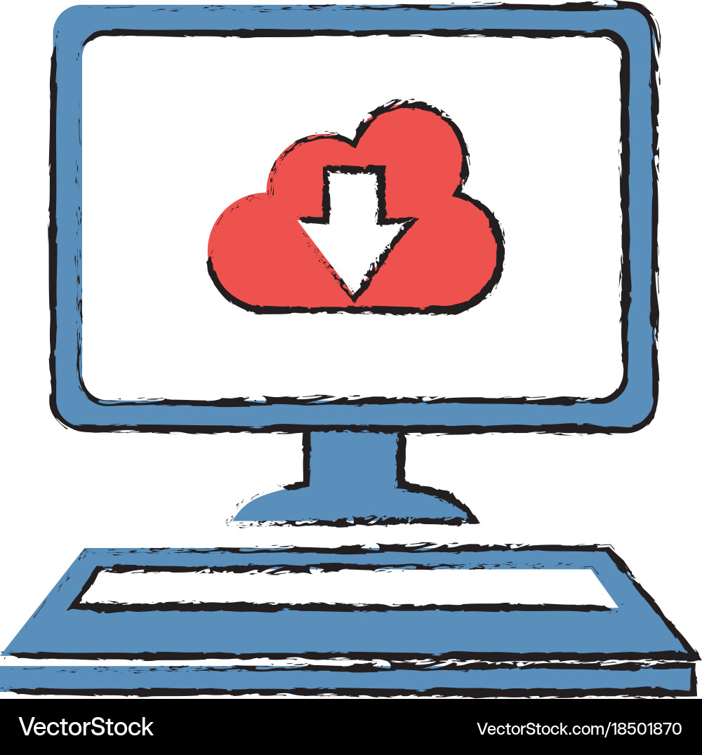 Desktop computer with cloud computing vector image