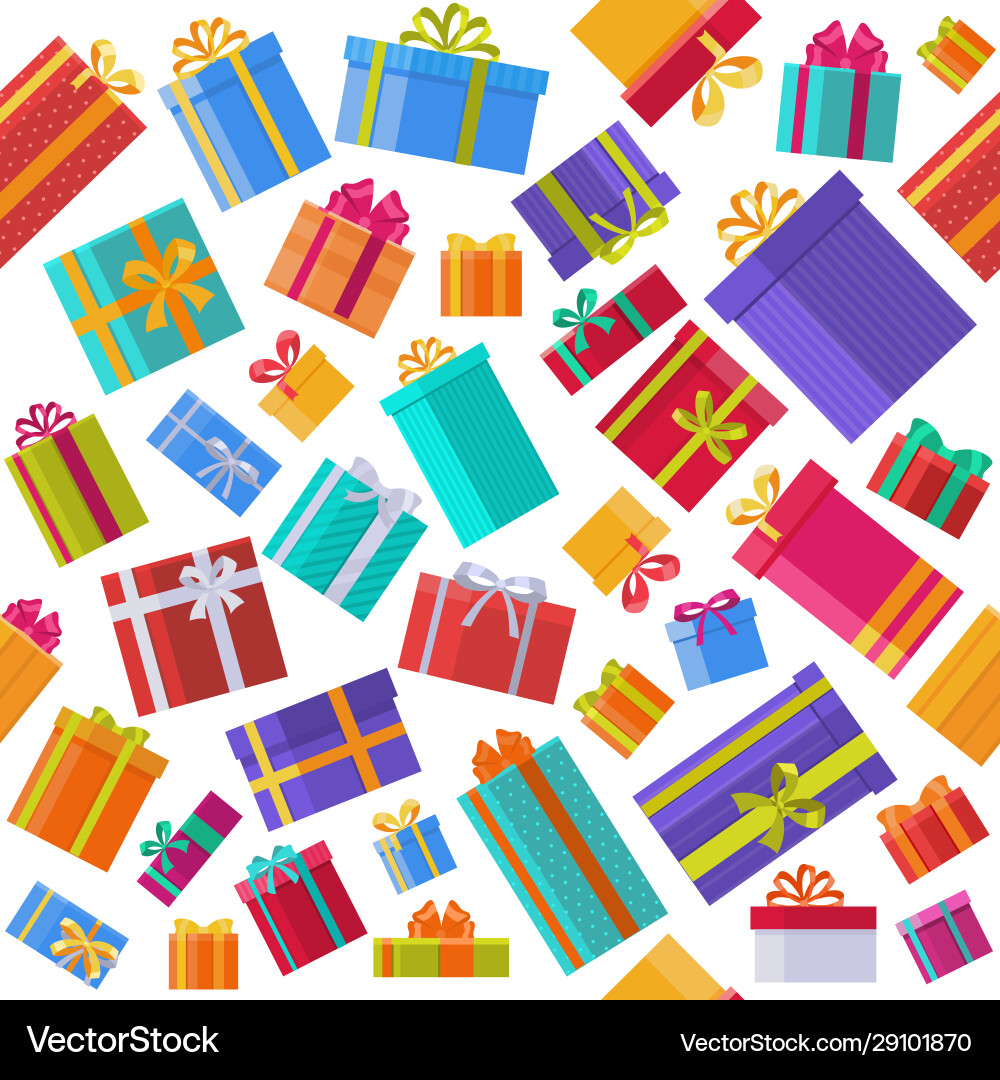 Gift present boxes with ribbon and bow seamless Gift present boxes with ribbon and bow seamless vector image