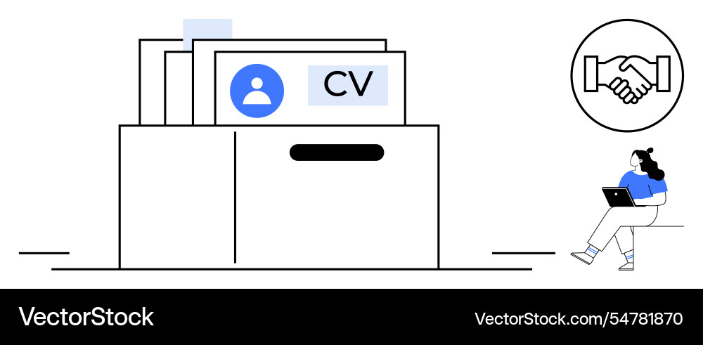 Job application concept with cv folder handshake Job application concept with cv folder handshake vector image
