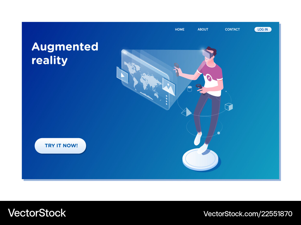 Landing page template of virtual augmented reality Landing page template of virtual augmented reality vector image