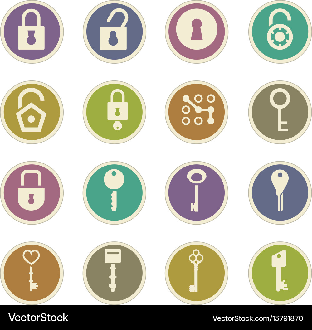Lock and key icons set Vector Image