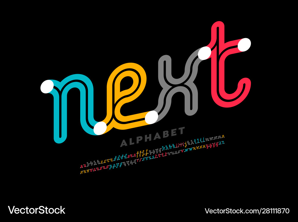 One line style font design single continuous One line style font design single continuous vector image