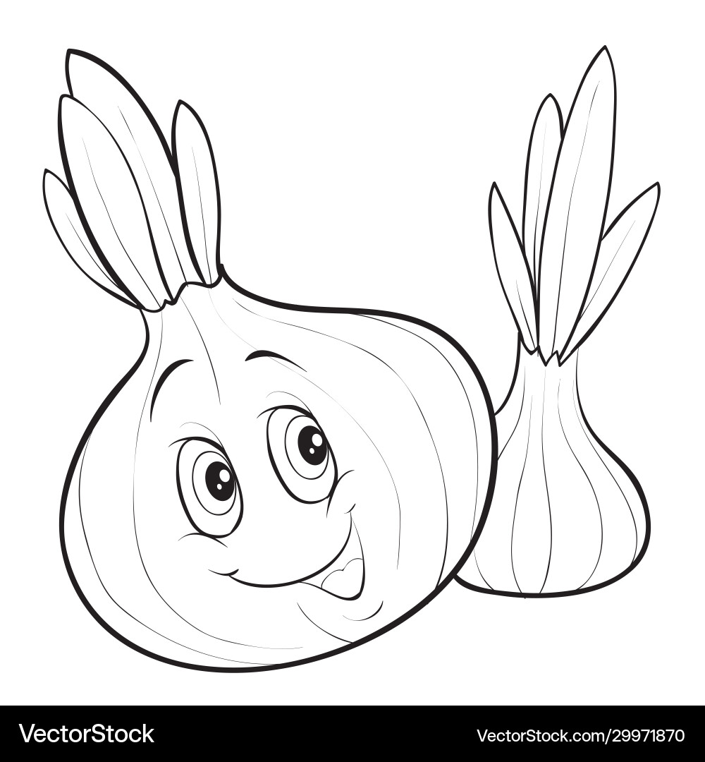 Onion character with big eyes outline drawing – Royalty-Free Vector |  VectorStock, image size:1000x1080