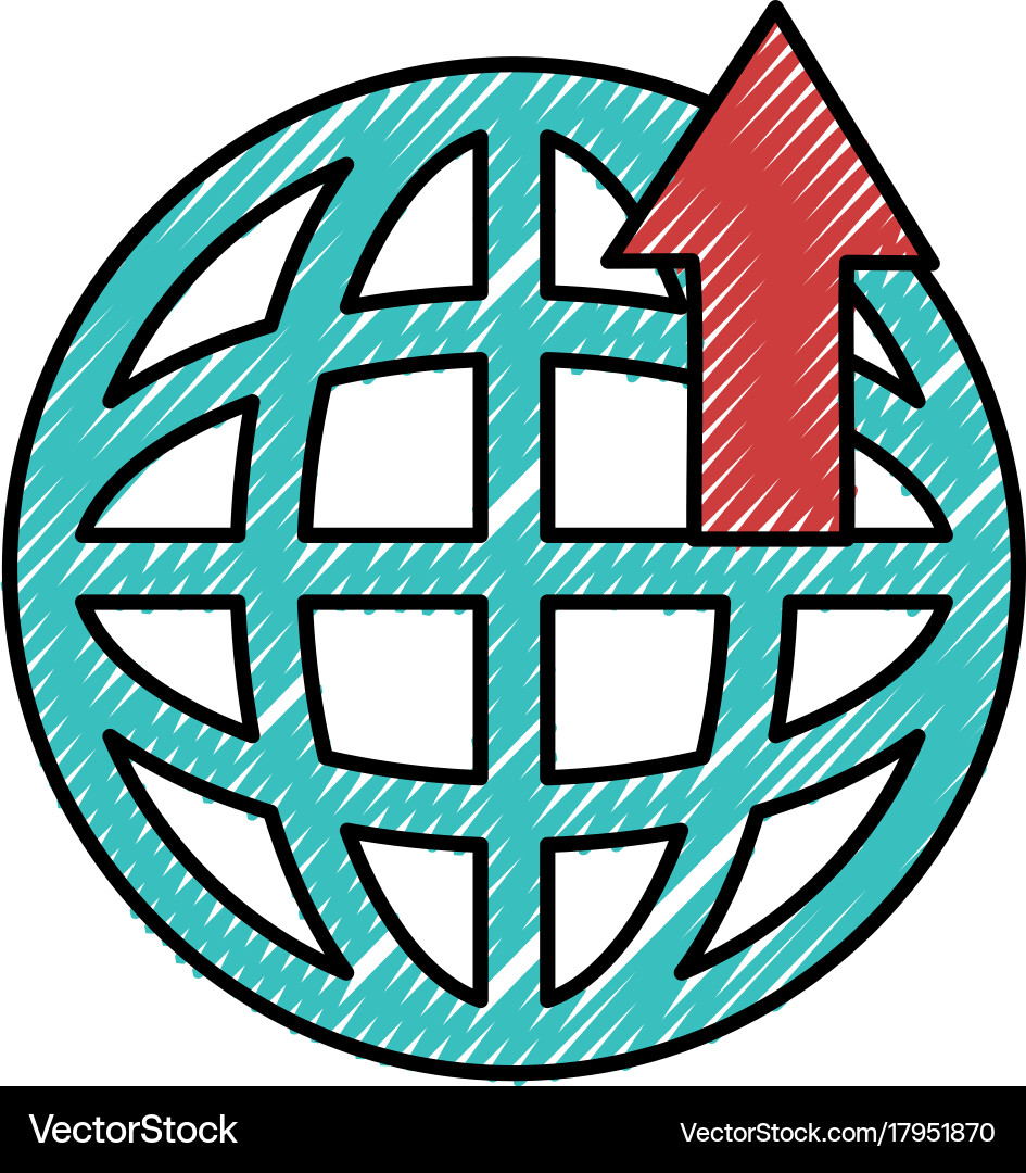 Planet sphere with arrow up vector image