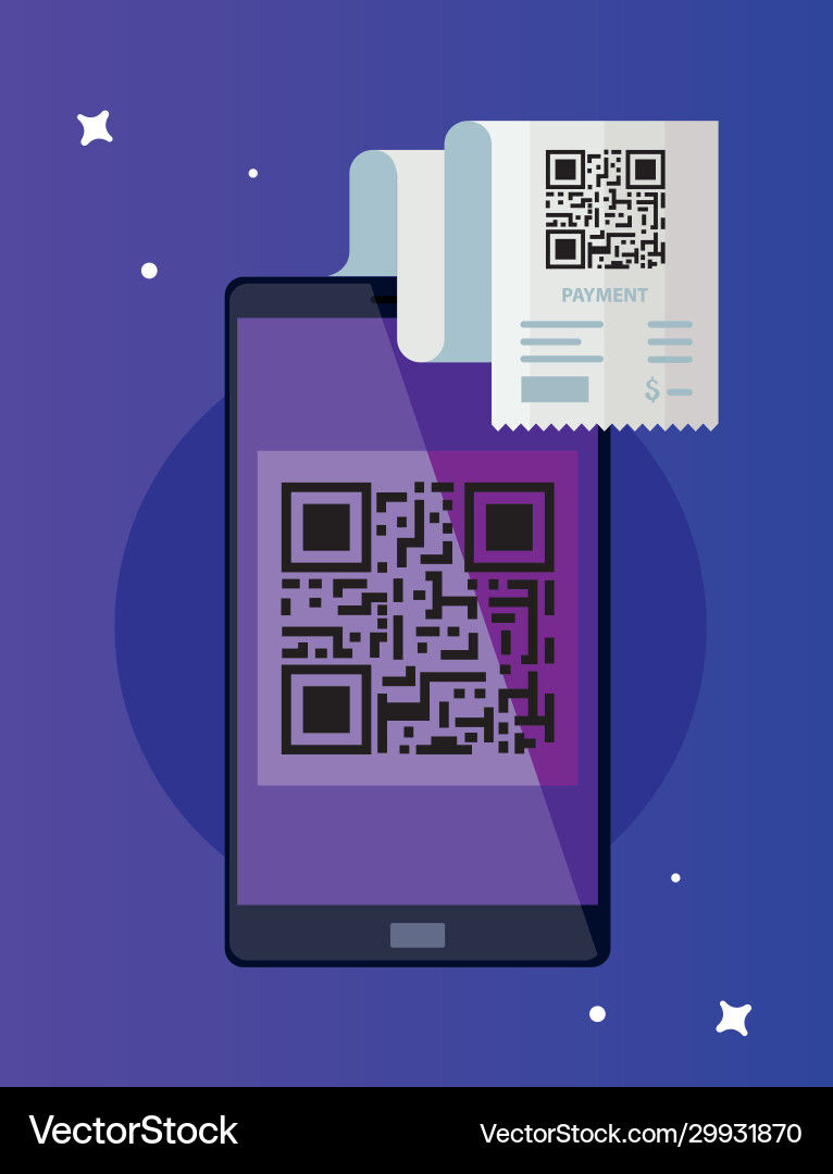 Qr code paper and smartphone design Vector Image