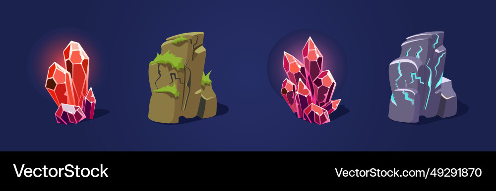 Rock and solid stone as game element isolated Rock and solid stone as game element isolated Vector Image
