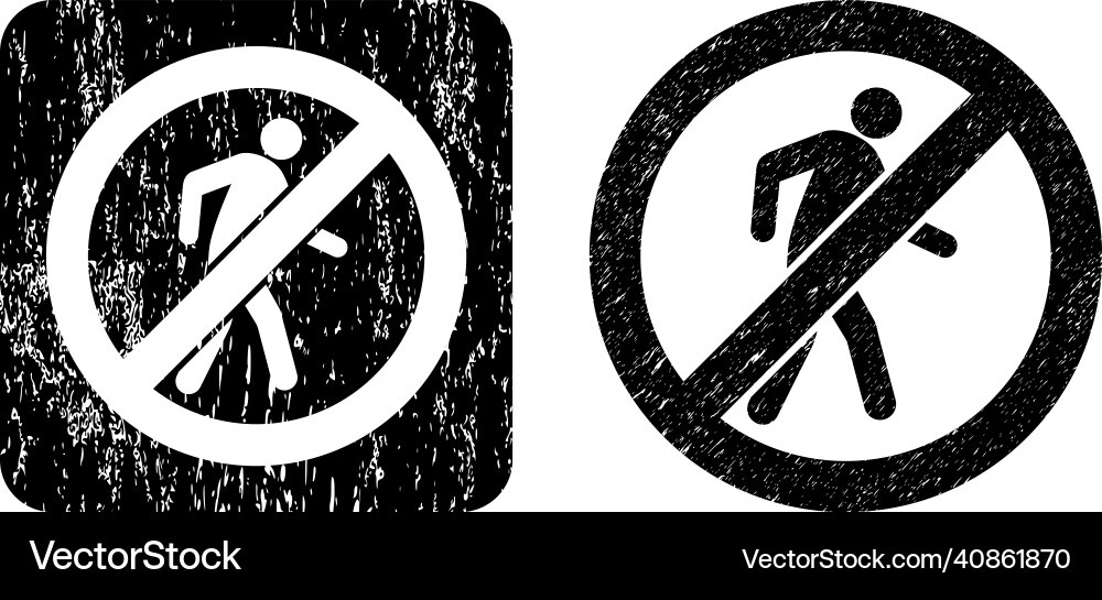 Scratched no pedestrian walking carved stamp seal Scratched no pedestrian walking carved stamp seal vector image