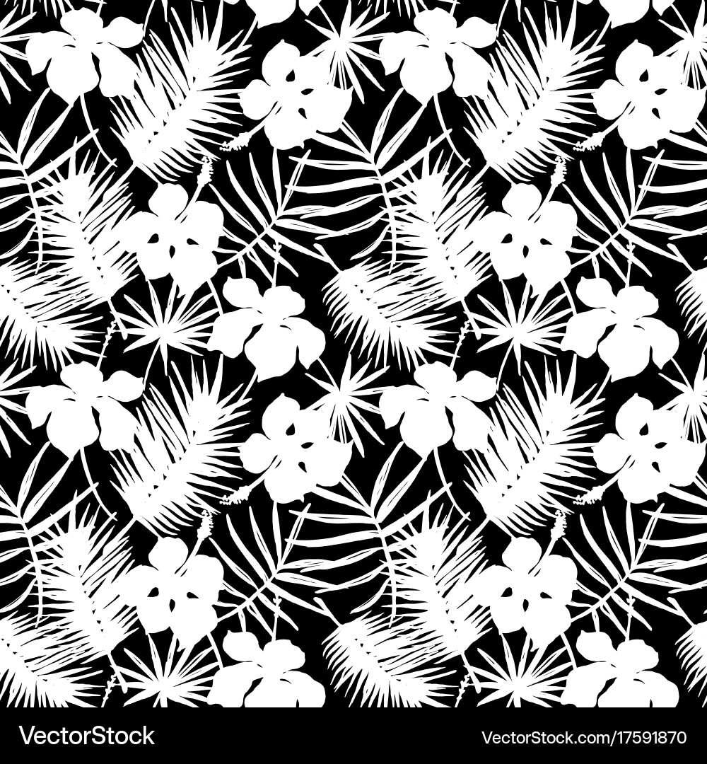 Seamless exotic pattern with tropical leaves vector image