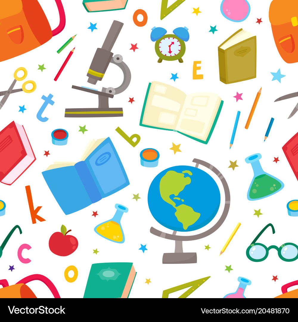Seamless pattern with school elements vector image