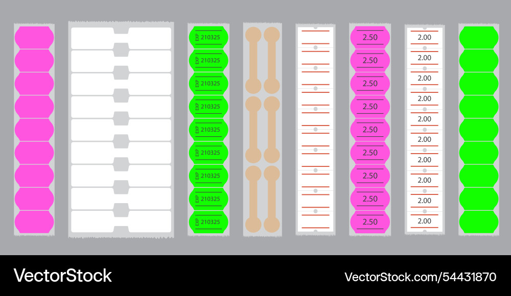 Self-adhesive paper price tags on stripes blank Self-adhesive paper price tags on stripes blank vector image